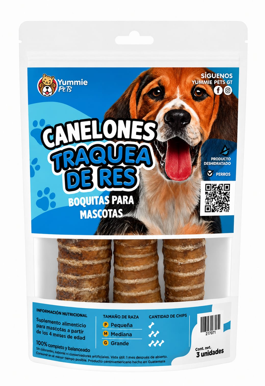 Yummie Pets Tráquea de res para Perro - 3 unidades