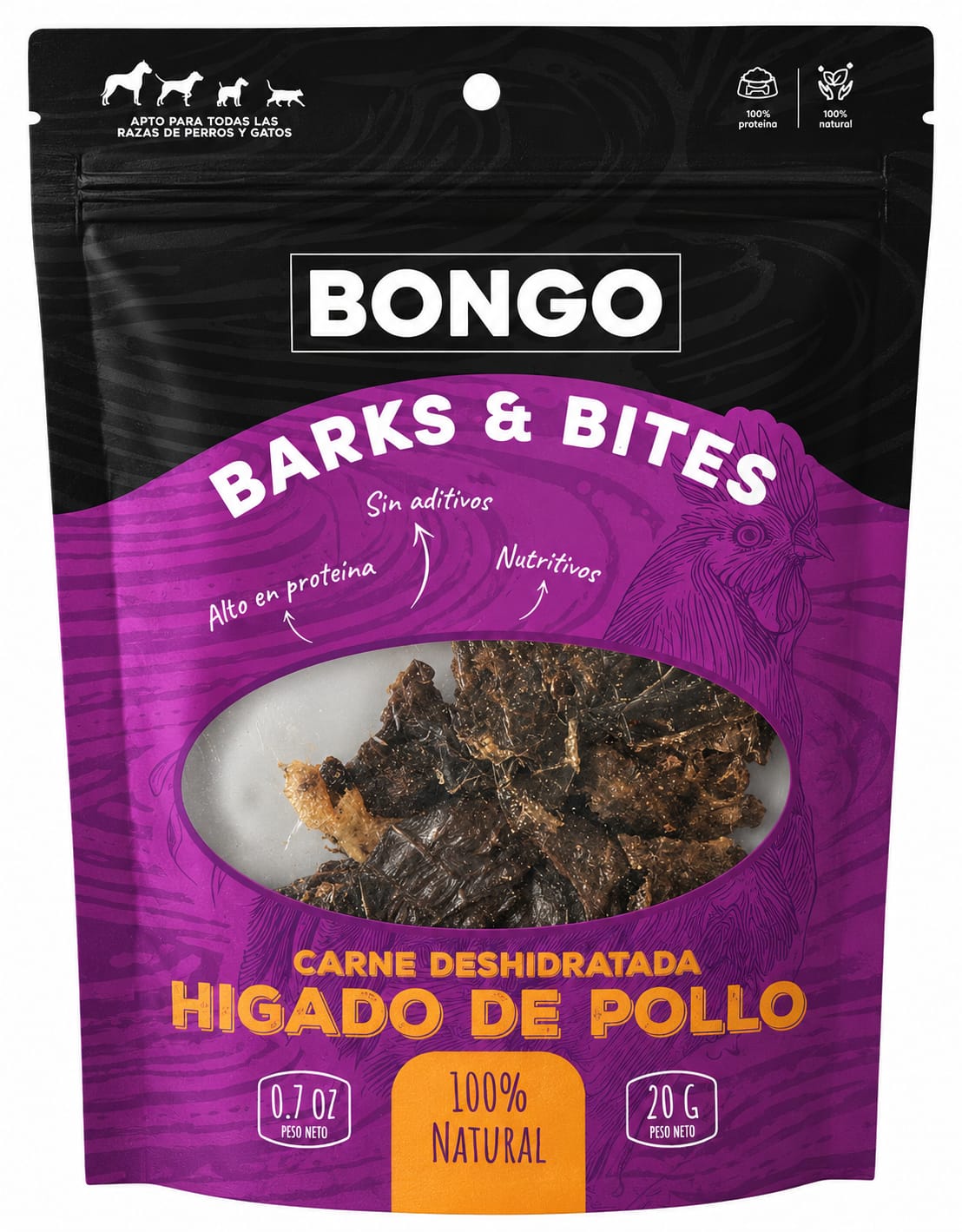 Bongo Hígado de Pollo Deshidratado para Perro
