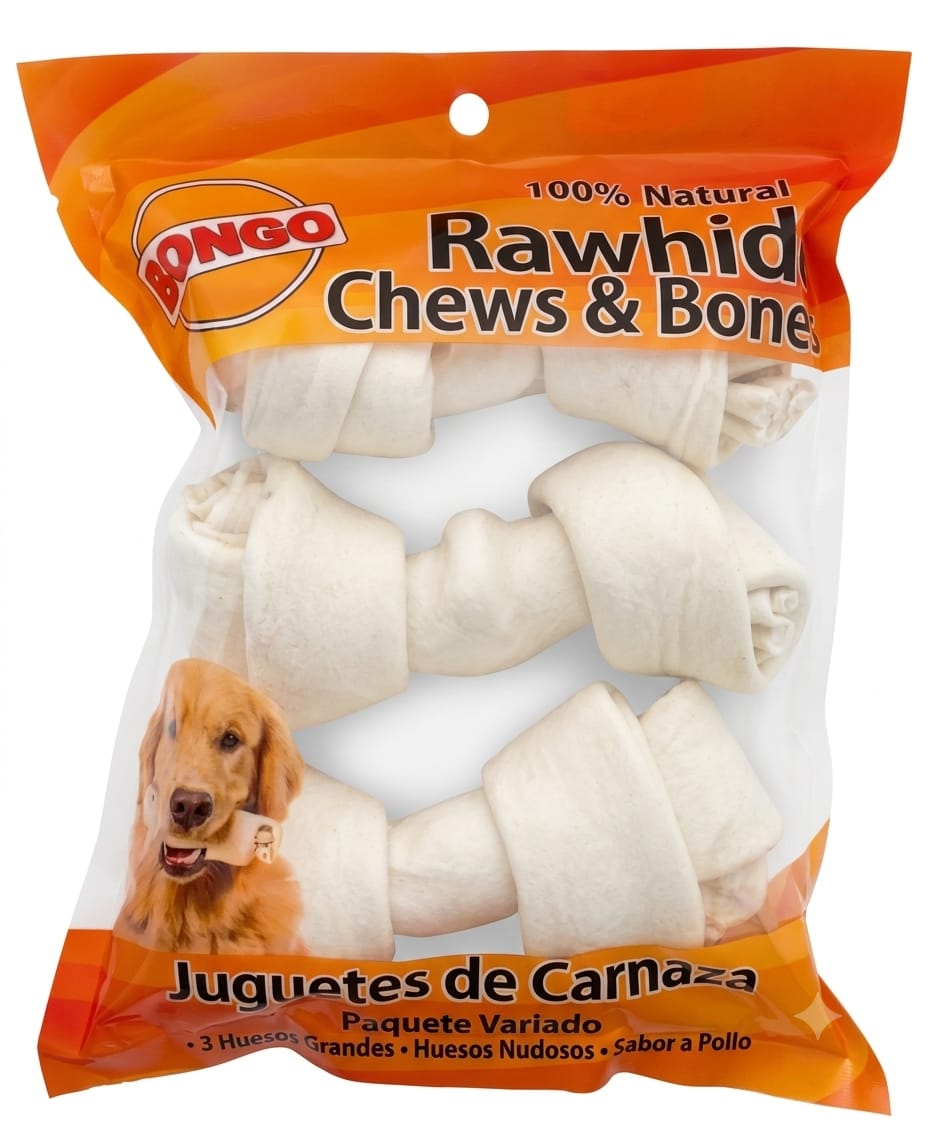 Bongo Hueso de Carnaza Natural - 2-3" - 3 unidades