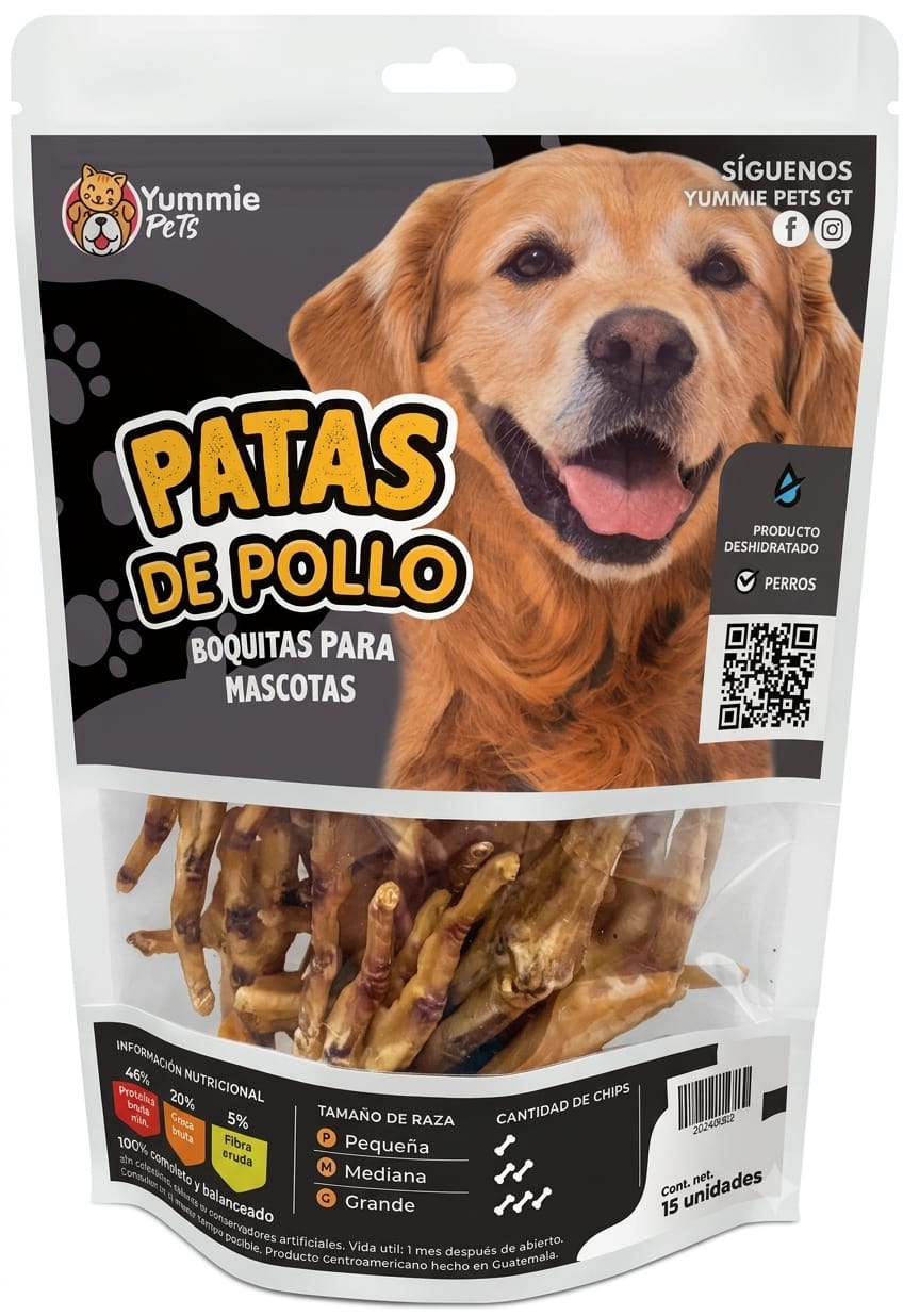 Yummie Pets Patas de pollo para Perro - 15 unidades