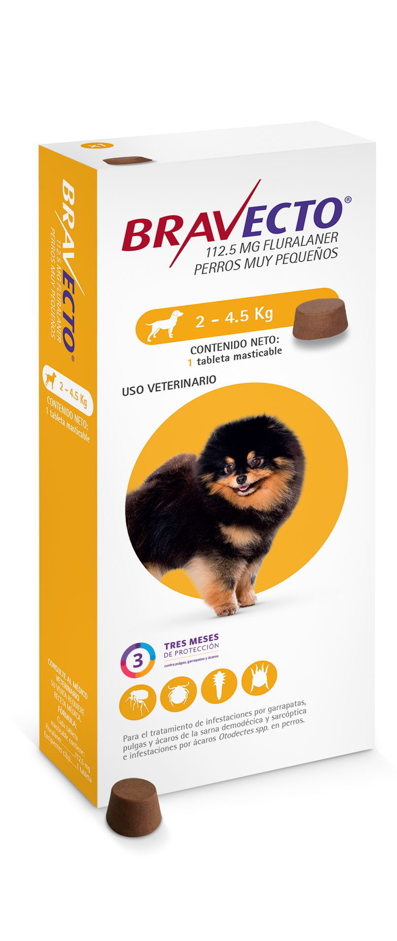 Bravecto Tableta Antipulgas para Perro - 2-4 kg - Amarillo