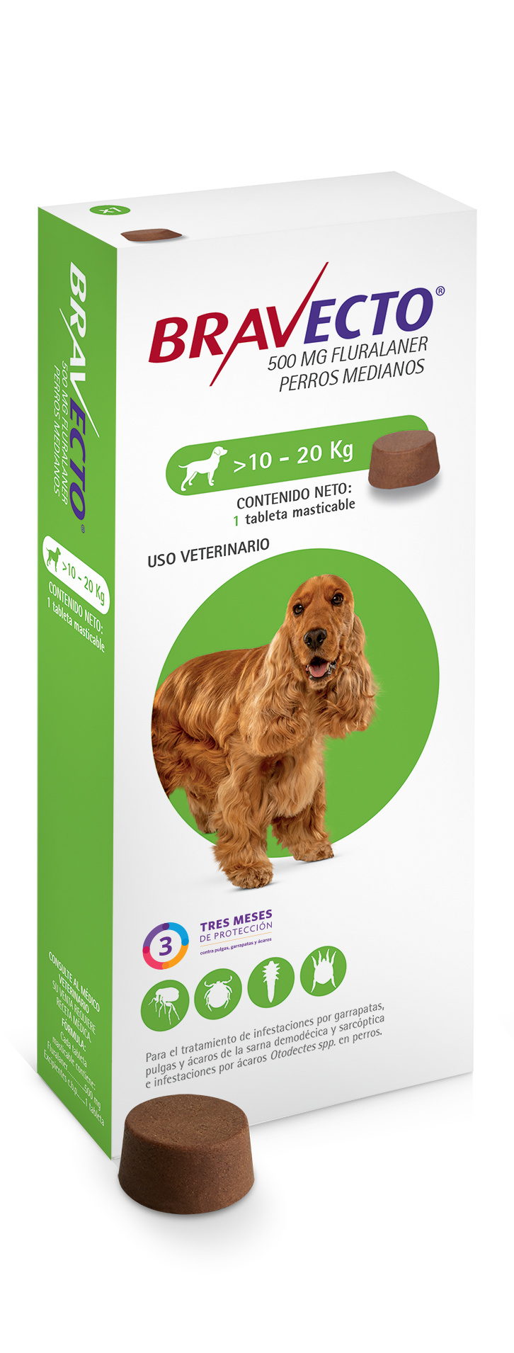 Bravecto Tableta Antipulgas para Perro - 10-20 kg - Verde
