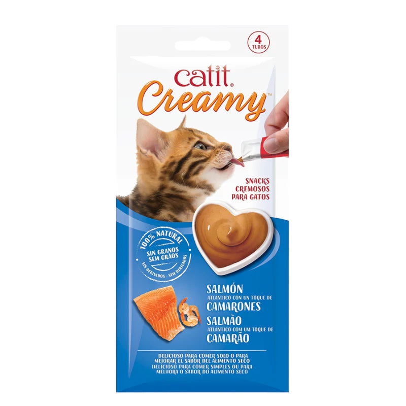 Catit Creamy Sabor Salmón y Camarón para Gato - 4 unidades