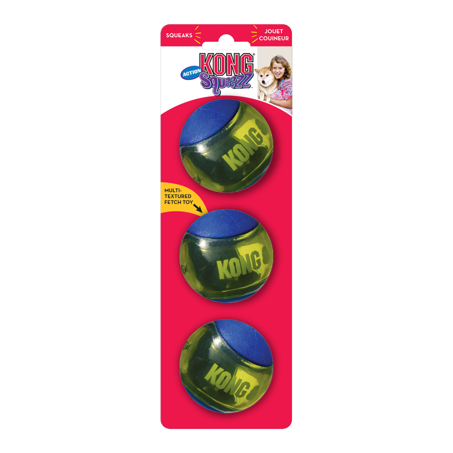KONG Pelotas Squeezz Action para Perro - 3 unidades - Talla M